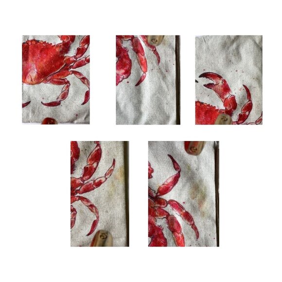 Sea Turtle Crab Throw Pillow Cover Hand Painted Art Deco Chair Beach House READ - Picture 12 of 12